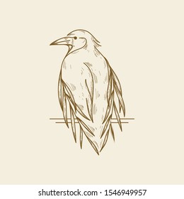 Willow leaves and Raven Logo Design Inspiration