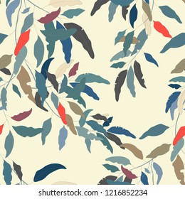 Willow leaves seamless pattern