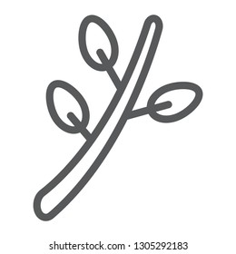 Willow line icon, spring and botany, plant sign, vector graphics, a linear pattern on a white background, eps 10.
