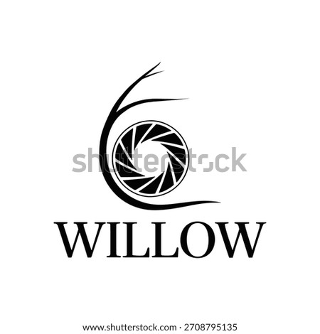 Willow Photography Logo Featuring an Aperture and Branch in a Minimalist Design