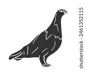 Willow ptarmigan Icon Silhouette Illustration. Bird Vector Graphic Pictogram Symbol Clip Art. Doodle Sketch Black Sign.