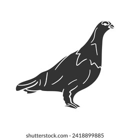 Willow Ptarmigan Icon Silhouette Illustration. Bird Vector Graphic Pictogram Symbol Clip Art. Doodle Sketch Black Sign.