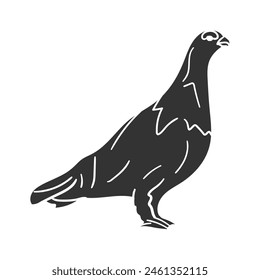 Willow ptarmigan Icon Silhouette Illustration. Bird Vector Graphic Pictogram Symbol Clip Art. Doodle Sketch Black Sign.