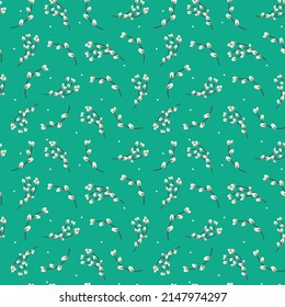 Willow seamless pattern. Willow twigs background. Vector illustration