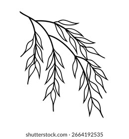willow tree branch outline minimalist style
