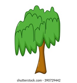 Willow tree icon in cartoon style isolated on white background