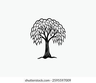 willow Tree Illustration Vector Art Design