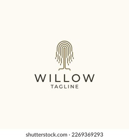 Willow tree logo icon design template flat vector