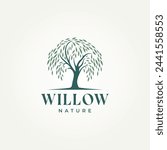 the willow tree nature icon logo vector illustration design. simple modern natural harmony and elegant foliage logo concept