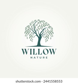 the willow tree nature icon logo vector illustration design. simple modern natural harmony and elegant foliage logo concept