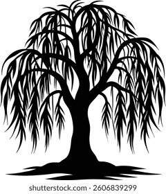 Willow tree silhouette vector illustration