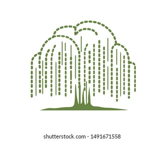 Willow Tree Symbolization with Simple Illustration or Silhouette Style