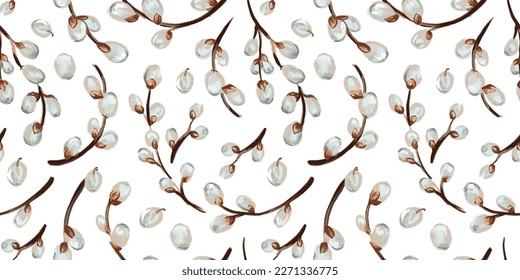 Willow twig seamless pattern. Easter pattern