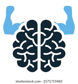 Willpower and Brain Power Icon, Strong Mind Vector Illustration Representing Mental Strength, Determination, Ideal for Motivation, Psychology, and Self-Improvement Projects