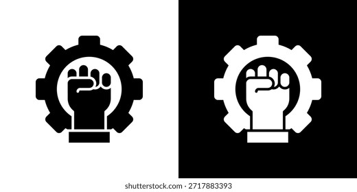 Icono de fuerza de voluntad lleno en blanco y negro.