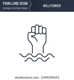 Willpower Icon - Thin Line Business Symbol. Ideal for Web Design. Quality Outline Vector Concept. Premium, Simple, Elegant Logo