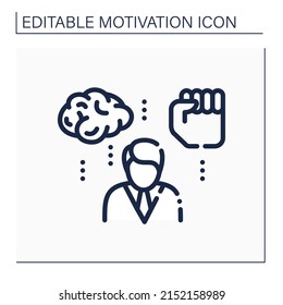 Willpower line icon. Control exerted to do something or restrain impulses. Control actions, emotions or urges.Strong determination. Motivation concept. Isolated vector illustration. Editable stroke