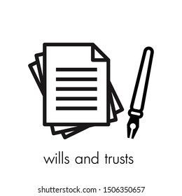 wills and trusts icon on white background