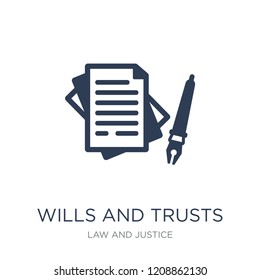 wills and trusts icon. Trendy flat vector wills and trusts icon on white background from law and justice collection, vector illustration can be use for web and mobile, eps10