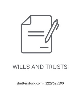 wills and trusts linear icon. Modern outline wills and trusts logo concept on white background from law and justice collection. Suitable for use on web apps, mobile apps and print media.