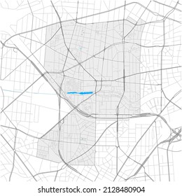 Wilmersdorf, Berlin, DEUTSCHLAND, high detail vector map with city boundaries and editable paths. White outlines for main roads. Many smaller paths. Blue shapes and lines for water.