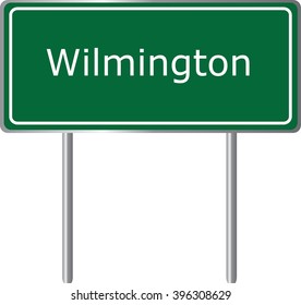 Wilmington , Delaware , road sign green vector illustration, road table, USA city