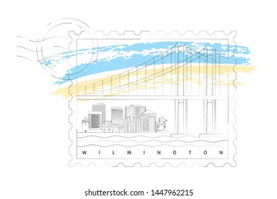 Wilmington, Delaware skyline stamp vector illustration and typography design 