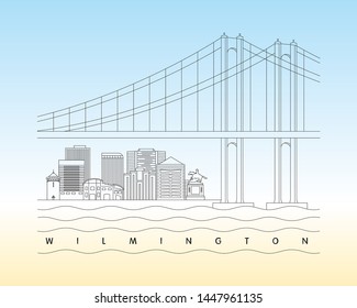 Wilmington, Delaware skyline vector illustration and typography design 