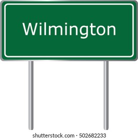 Wilmington , Illinois , road sign green vector illustration, road table, USA city
