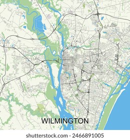 Wilmington, North Carolina, United States map poster art