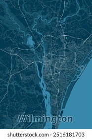 Cartaz do mapa artístico de Wilmington, Carolina do Norte
