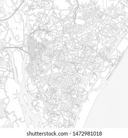Wilmington, North Carolina, USA, bright outlined vector map with bigger and minor roads and steets created for infographic backgrounds.