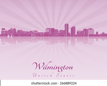 Wilmington skyline in purple radiant orchid in editable vector file