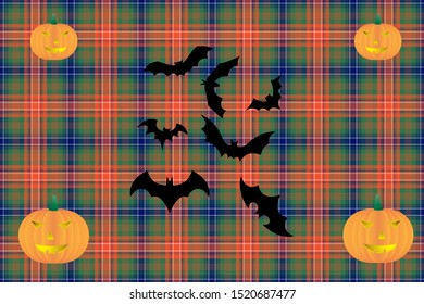 Wilson tartan with halloween elements for website design and various festive events