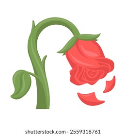 Wilted Flower Emoji Icon Illustration. Rose Vector Symbol Emoticon Design Doodle Vector.