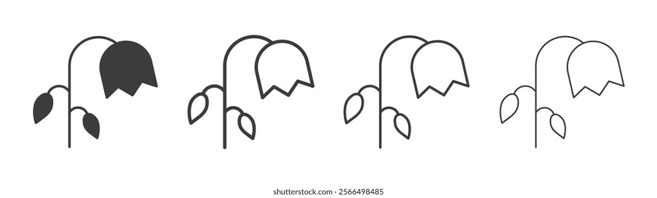 Wilted flower icon flat and linear vector illustration on white background.