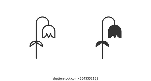 Wilted Flower Icon Set. A black icon of a wilted flower, representing decay or sadness.