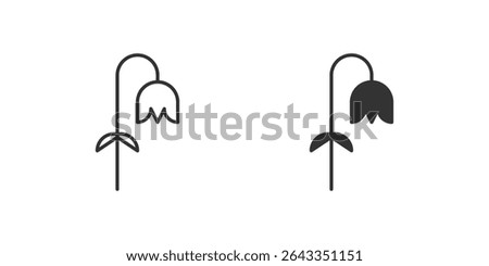 Wilted Flower Icon Set. A black icon of a wilted flower, representing decay or sadness.