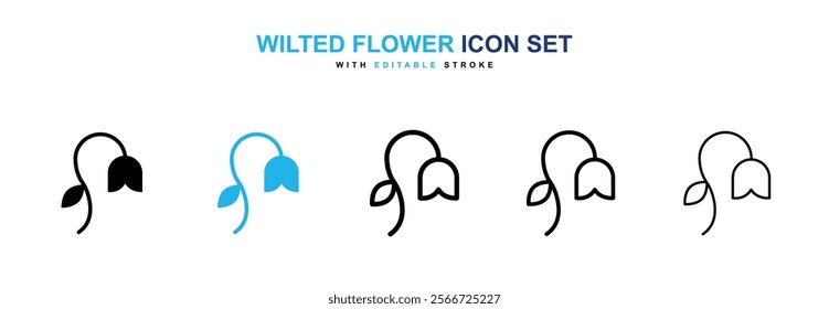 Wilted flower icons vector collection pack.