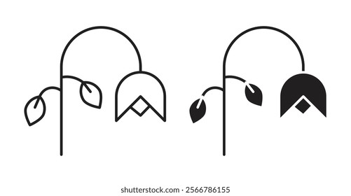 Wilted flower vector line icon illustration