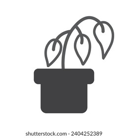 wilted plant icon, dead potted flower, primary drought, thin line symbols - editable stroke vector illustration. eps 10