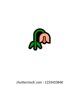 Wilted tulip vector isolated icon