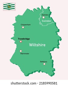 Wiltshire map in England. Vector illustration