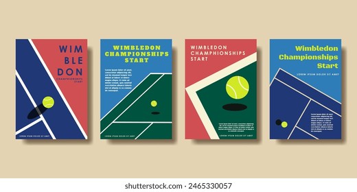 Wimbledon Championship Start Poster Kollektion. Vektorillustration