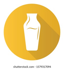 Wime service yellow flat design long shadow glyph icon. Decorative decanter with alcohol beverage. Aperitif drink. Bar, restaurant, winery glassware. Vector silhouette illustration