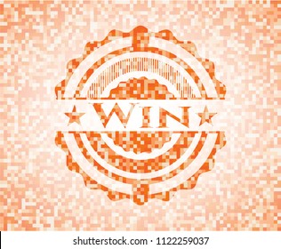 Win abstract orange mosaic emblem