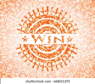 Win abstract orange mosaic emblem