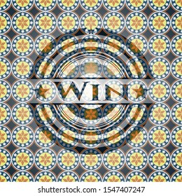 Win arabic emblem. Arabesque decoration.