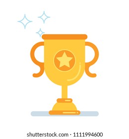 Win award trophy cup icon sign flat style vector illustration isolated on white background