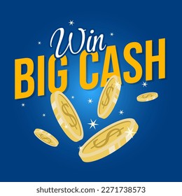 Win big cash banner template background design vector